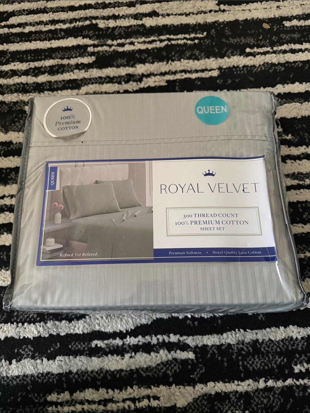 Royal Velvet 300TC Premium Cotton Sheet Set - Light Gray